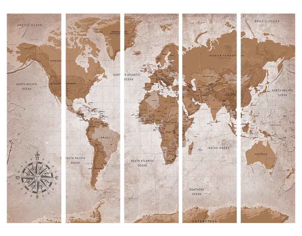 murando - Paravento da Interno, Separe Divisorio, Monofacciale 225x172 cm | 5 Pannelli Decorativi, Stampa su Un Lato, Tela in TNT, Pronto all'Uso, Separatore per Casa e Ufficio, Produzione EU