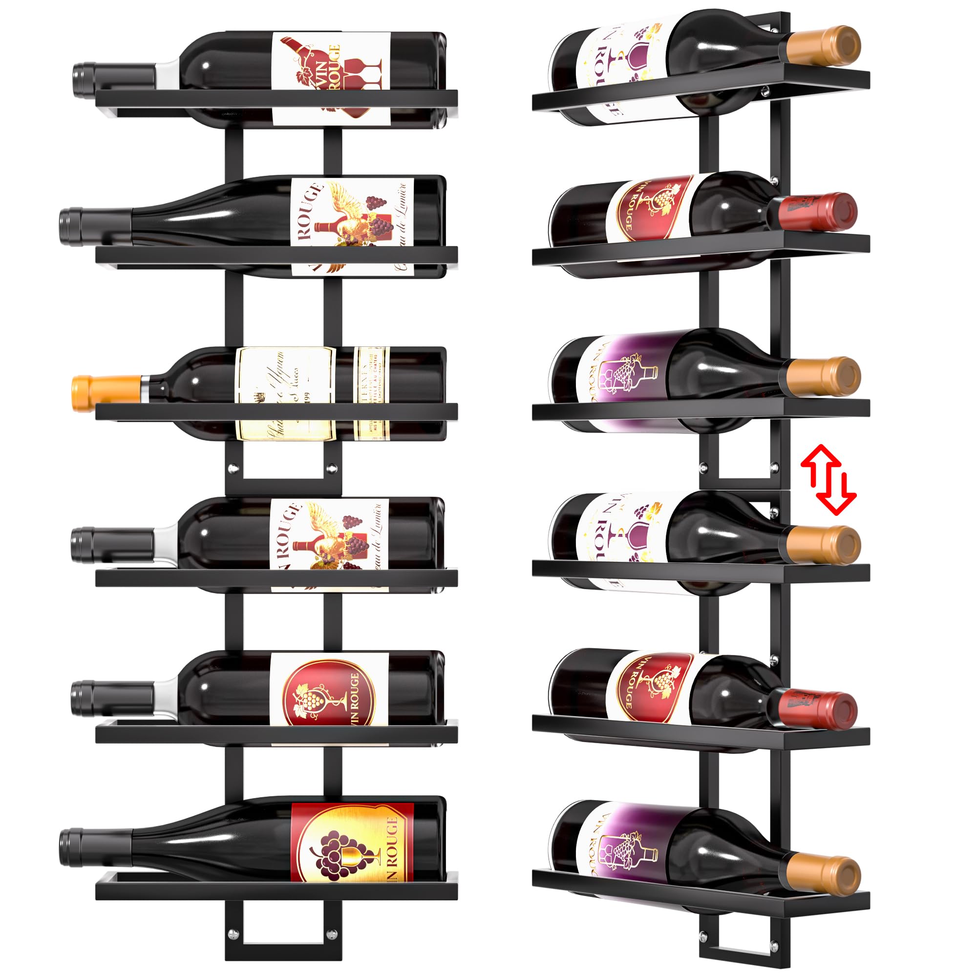 Alytree Weinregal Wand für 12 Flaschen, Weinregal Metall, Flaschenregal Geeignet für Hausbar, Küche, Restaurant und Weinkeller