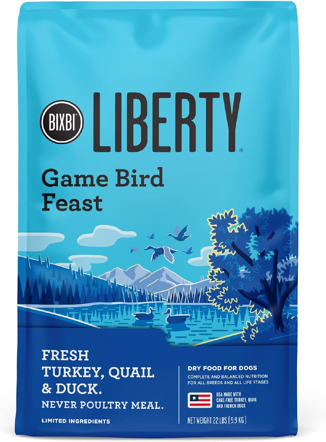 BIXBI Liberty Ancient Grains Dry Dog Food, Game Bird Feast Recipe – Fresh Meat, High Protein, Wholesome Grains – USA Made, 22 lbs
