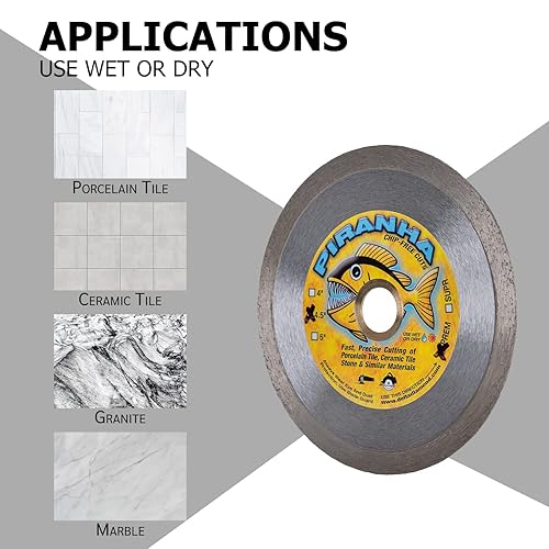 Miniatura 4 de Delta Diamond Piranha Premium - Hoja de sierra de diamante para azulejos de 4 12 pulgadas, borde continuo, eje de 78 a 58 pulgadas, azulejos de