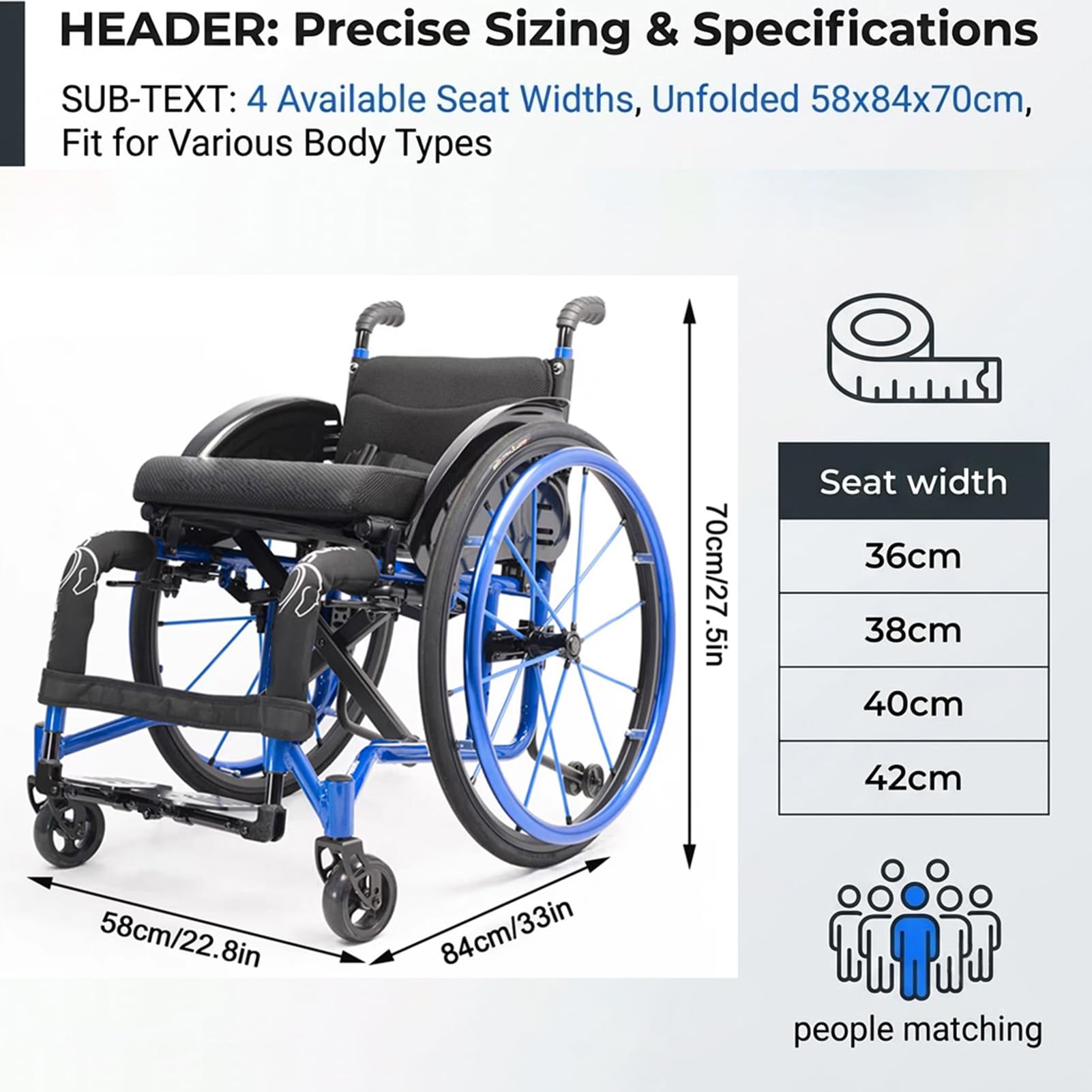 Silla de Ruedas Ligera 11kg, Plegable de Aluminio para Viaje y Exterior (Purple,42)