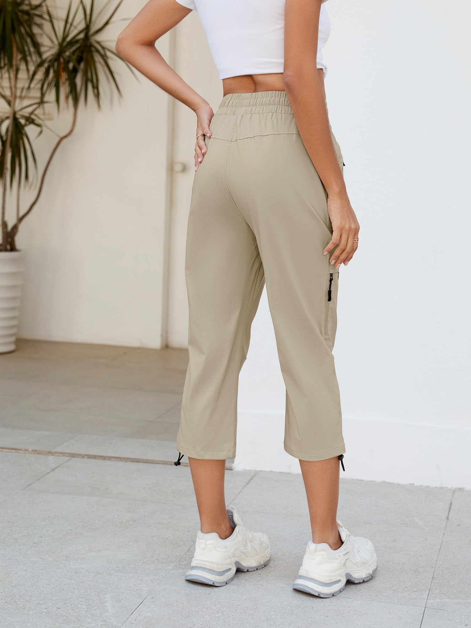 StylSense Spodnie Capri damskie 3/4 oddychające rozciągliwe lekkie z kieszeniami