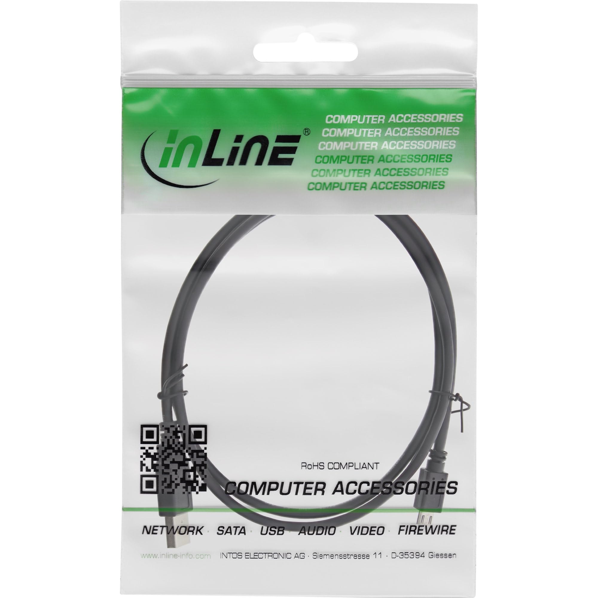 InLine® 5 m USB 2.0 A – Micro B kabel USB USB A Micro-USB B czarny – kable USB (5 m, USB A, Micro-USB B, 2.0, złącze męskie/złącze męskie, czarne)