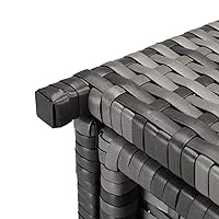 Vista 9 de Henf Cesta de basura de mimbre de ratán para exteriores de 24 galones con tapa, papelera de esquina con marco de metal resistente para piscina