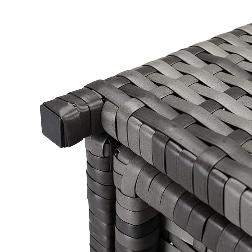 Miniatura 9 de Henf Cesta de basura de mimbre de ratán para exteriores de 24 galones con tapa, papelera de esquina con marco de metal resistente para piscina