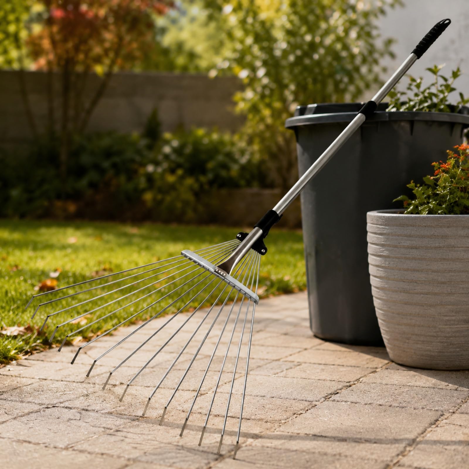 Rastrillo para Césped Resistente | Extensible, Rastrillo Ajustable, para jardín