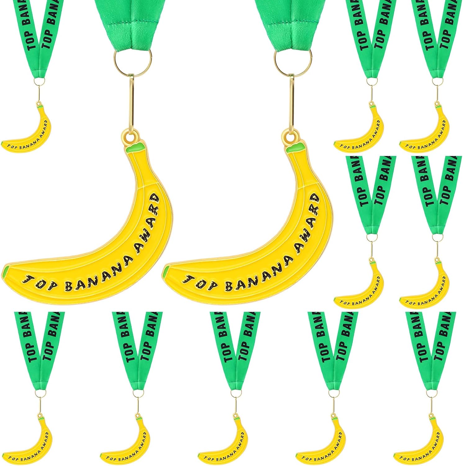 Ecation Top Banana Medals with Ribbon Banana Award Medals Trophy for Adults Sports Zinc Alloy Design, Reward Games Competition Event Supplies Home