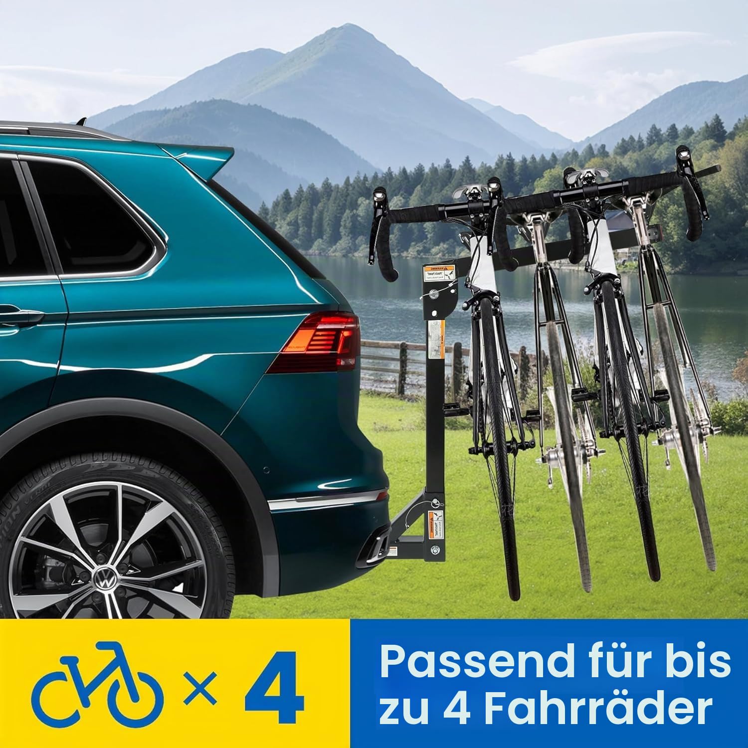MaxxHaul, Fahrradträger für 4 Fahrräder, schwarz, für PKW, LKW, SUV, Minivans, groß, 70210