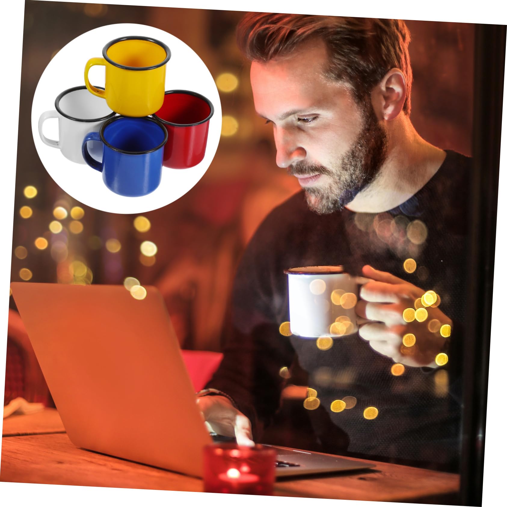 BESTOYARD Emaille Trinkbecher Praktischer und Langlebiger Emaille Teebecher 4 Stück aus Robustem Material im Einfachen Stil für Büro und Riegel