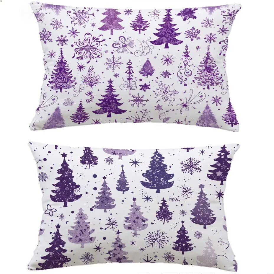 Housse de coussin extérieur imperméable 40x70 cm violette de jardin anti pluie