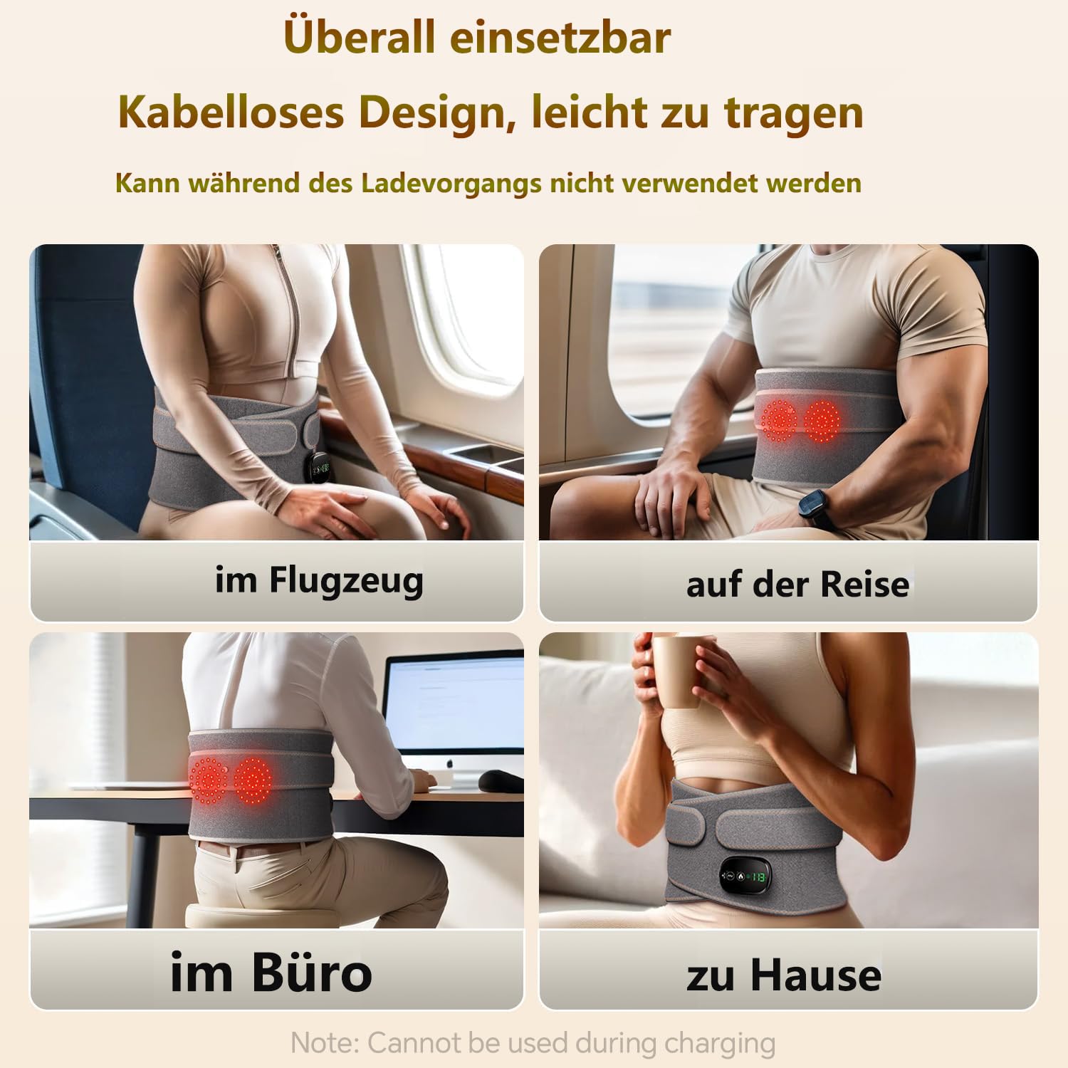 Wärmegürtel Rücken, 152 cm Heizgürtel mit Massagemoden und Wärmestufen, Heizkissen Kabellos mit 5000mAh Akku, Rückenwärmer Massagegürtel Abschaltautomatik zur Linderung von Rücken und Lendenschmerzen