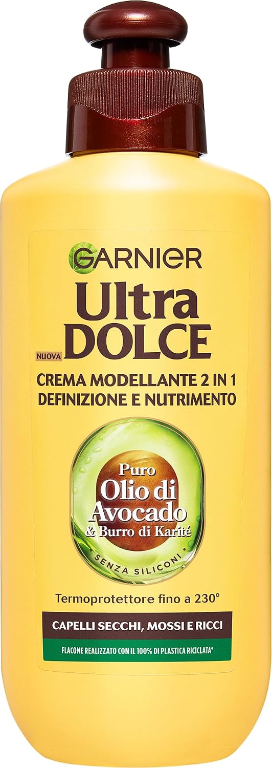 Garnier Ultra słodki, czysty olej z awokado i masło shea, krem modelujący 2 w 1, definicja i odżywianie, 200 ml