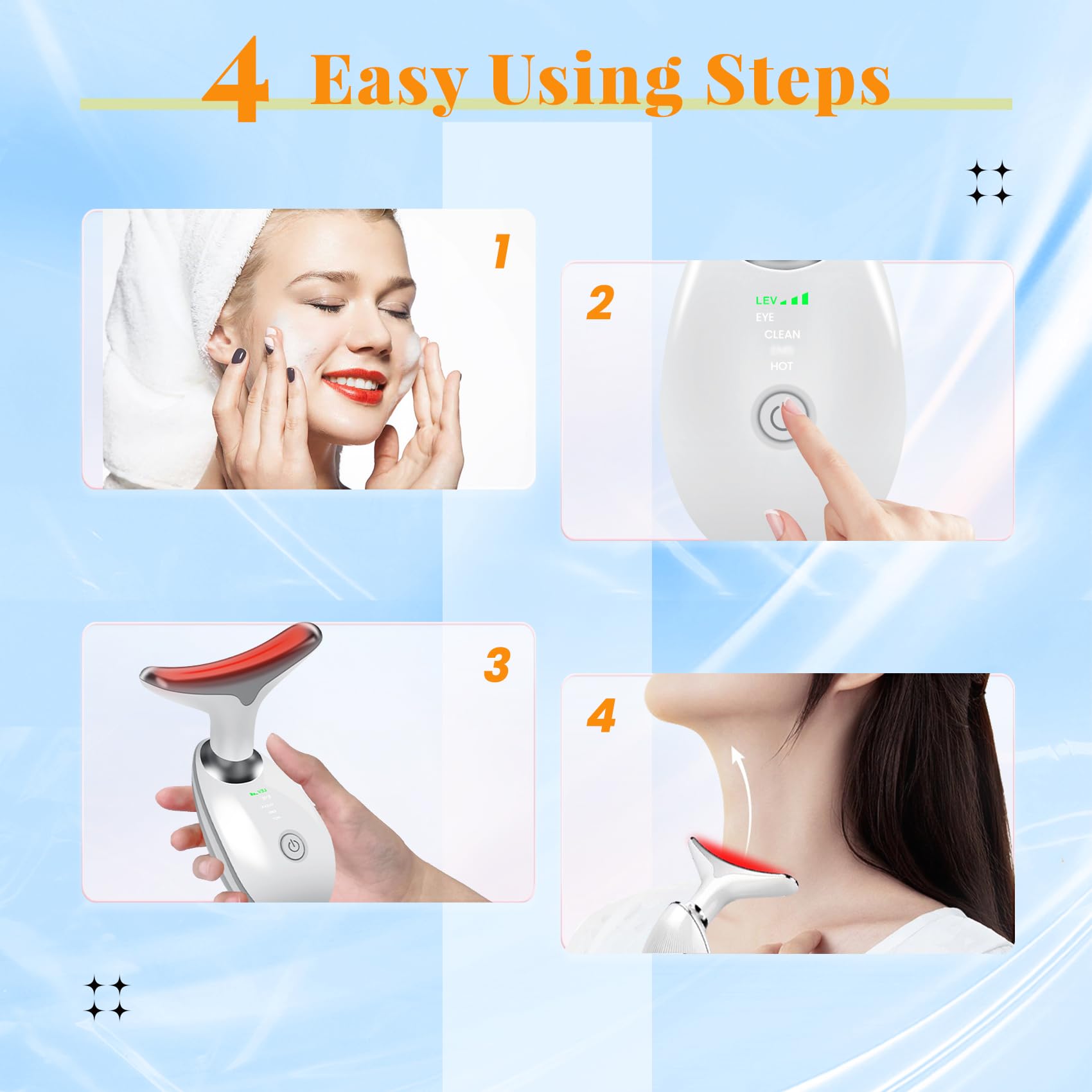 Dispositivo de belleza facial, masajeador facial multifuncional, herramienta de masajeador facial portátil de 7 colores para el cuidado de la piel, blanco brillante 5