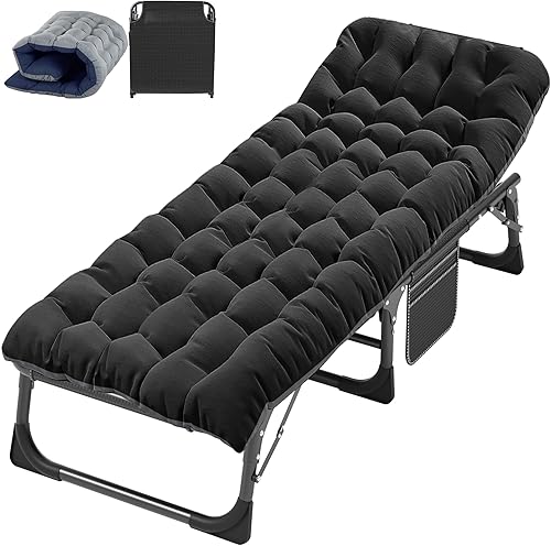 Miniatura 13 de ABORON Cama de invitados plegable resistente para adultos, capacidad de 500 libras, catre extra portátil con doble capa 1215D, ideal para estancias