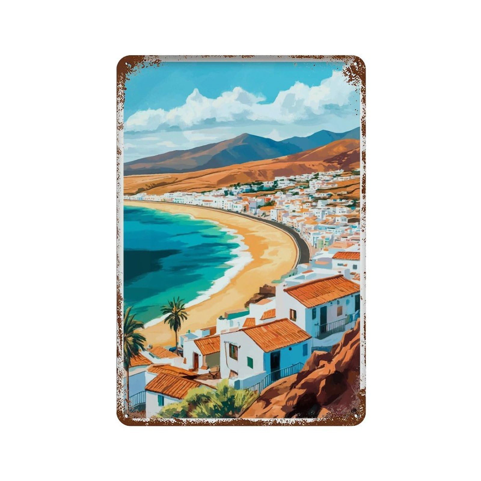 xiaoxiaoshen Fuerteventura Spain Travel Landscape Canary Islands Gift Wall Decor Art Metal Tin Poster Modern Home Decor Art Home Bar Shop Decorations Vintage Sign 30x20cm
