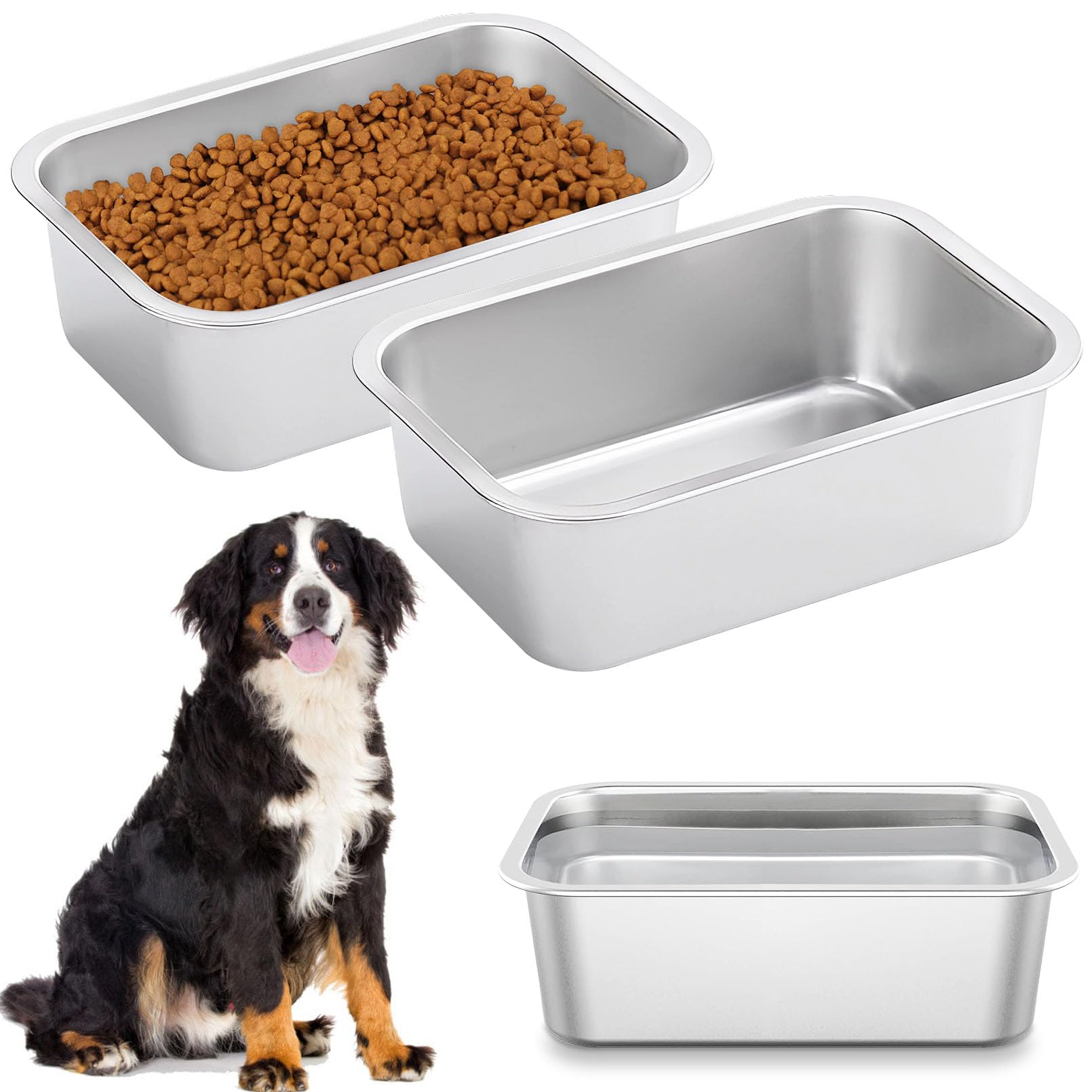 Stainless Steel Dog Water Bowl, 1.2 Gallon Puppy Feeding Bowl(3 PCS)