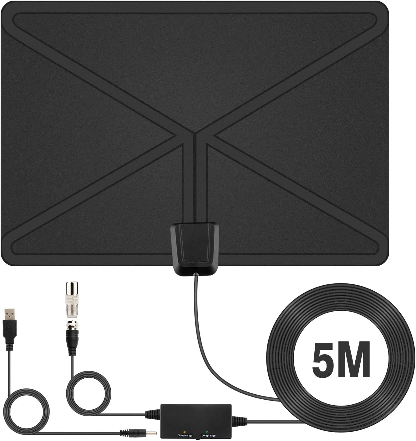 TV Aerial DIZA100 Indoor Antenna, 100 120 km Range with Amplifier and
