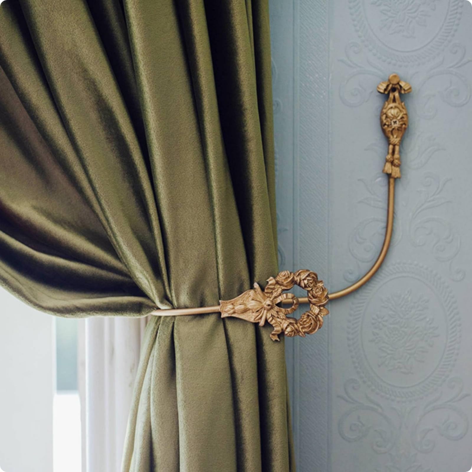 Crochet Embrasse avec Motif Floral Élégant Embrasse Riau Murale Raffiné Quincaillerie pour Salon, Style to 1