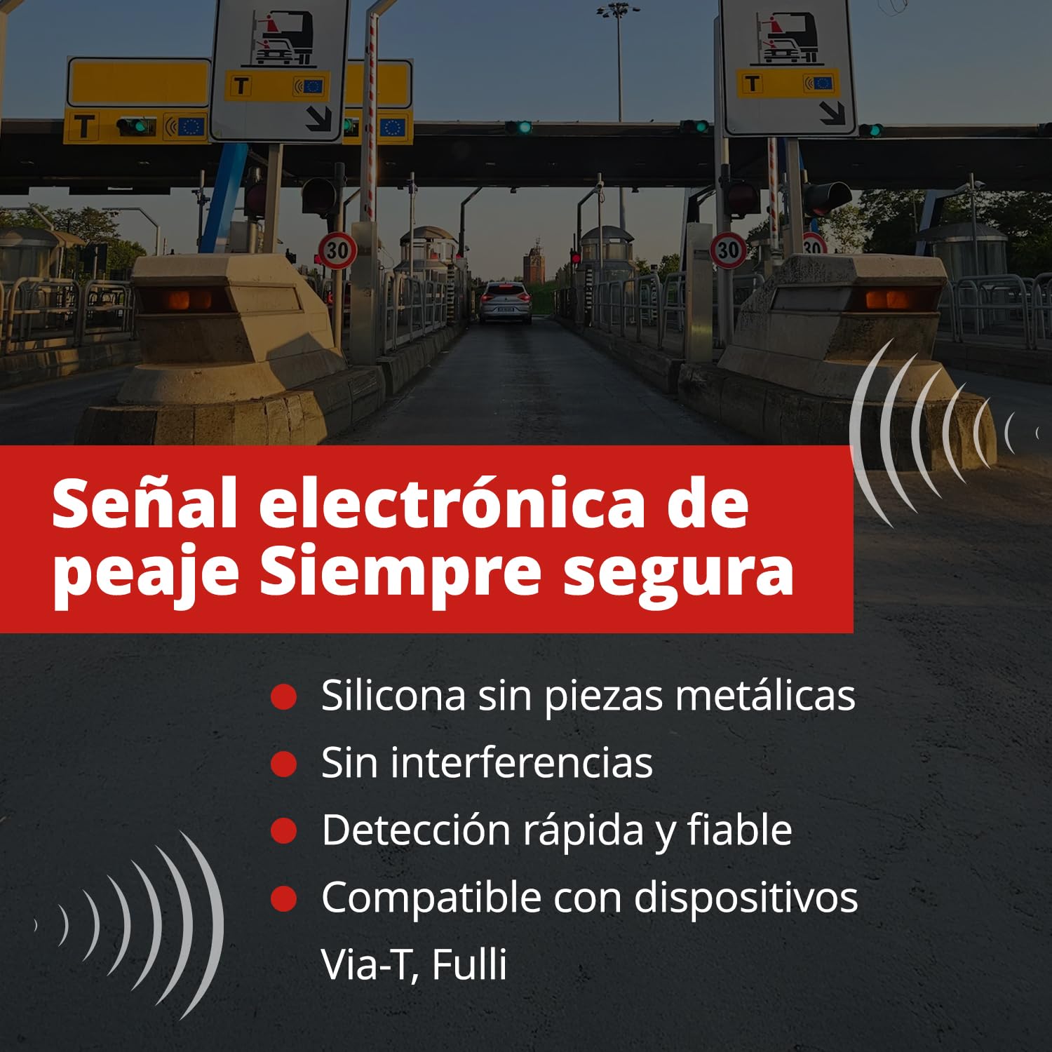 Soporte Moto de Silicona Compatible con Via-T, Bip&Drive, Pagatelia y Fulli – Funda Telepeaje Moto Splash Resistant con Correas Ajustables – Porta Peaje Moto (Rojo)