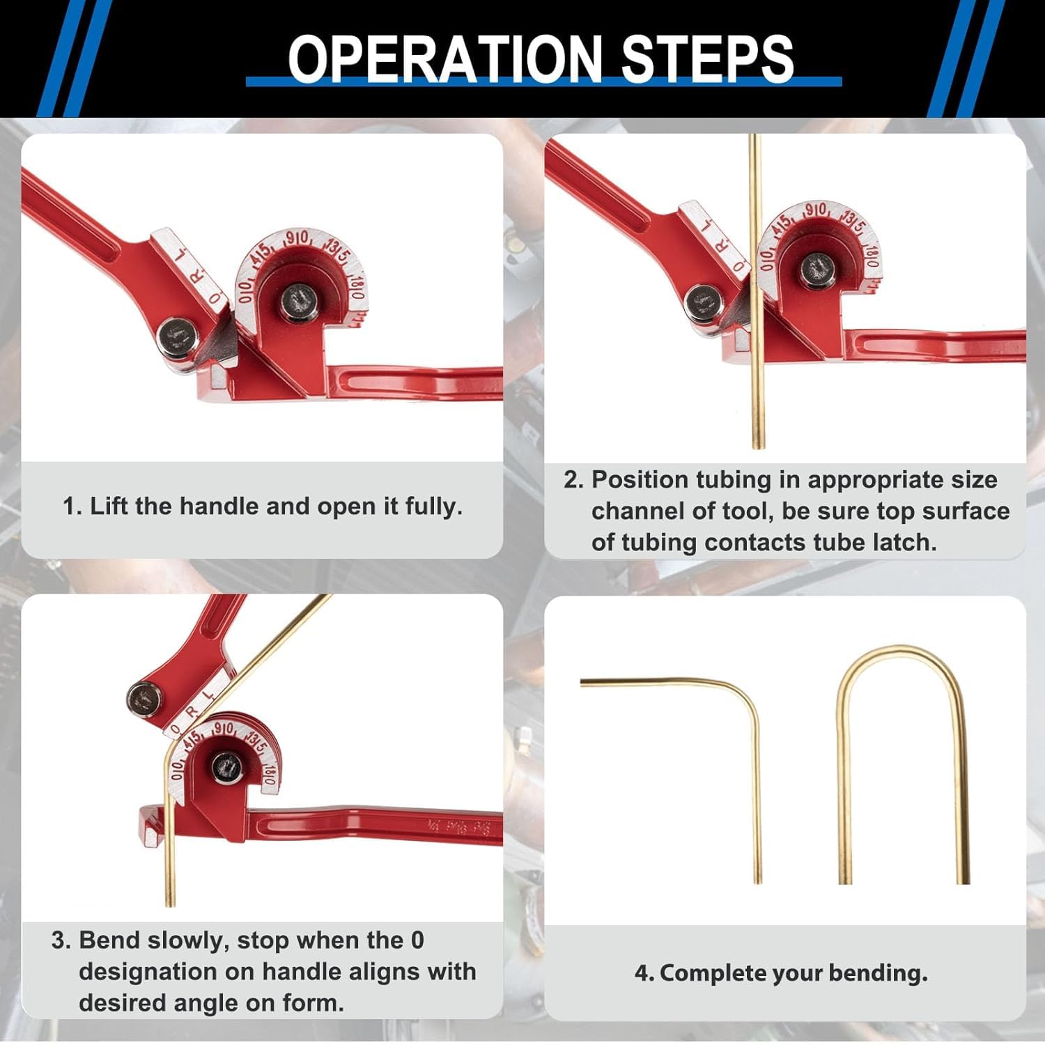 UPTO DATE PRODUCTS Tubing Bender, 0-180 Degrees Tube Bender 3 In 1 Manual Pipe Bender Tool for 1/4 5/16 3/8 Inch Copper Aluminum Brass and Thin Steel Pipes(Red) 2