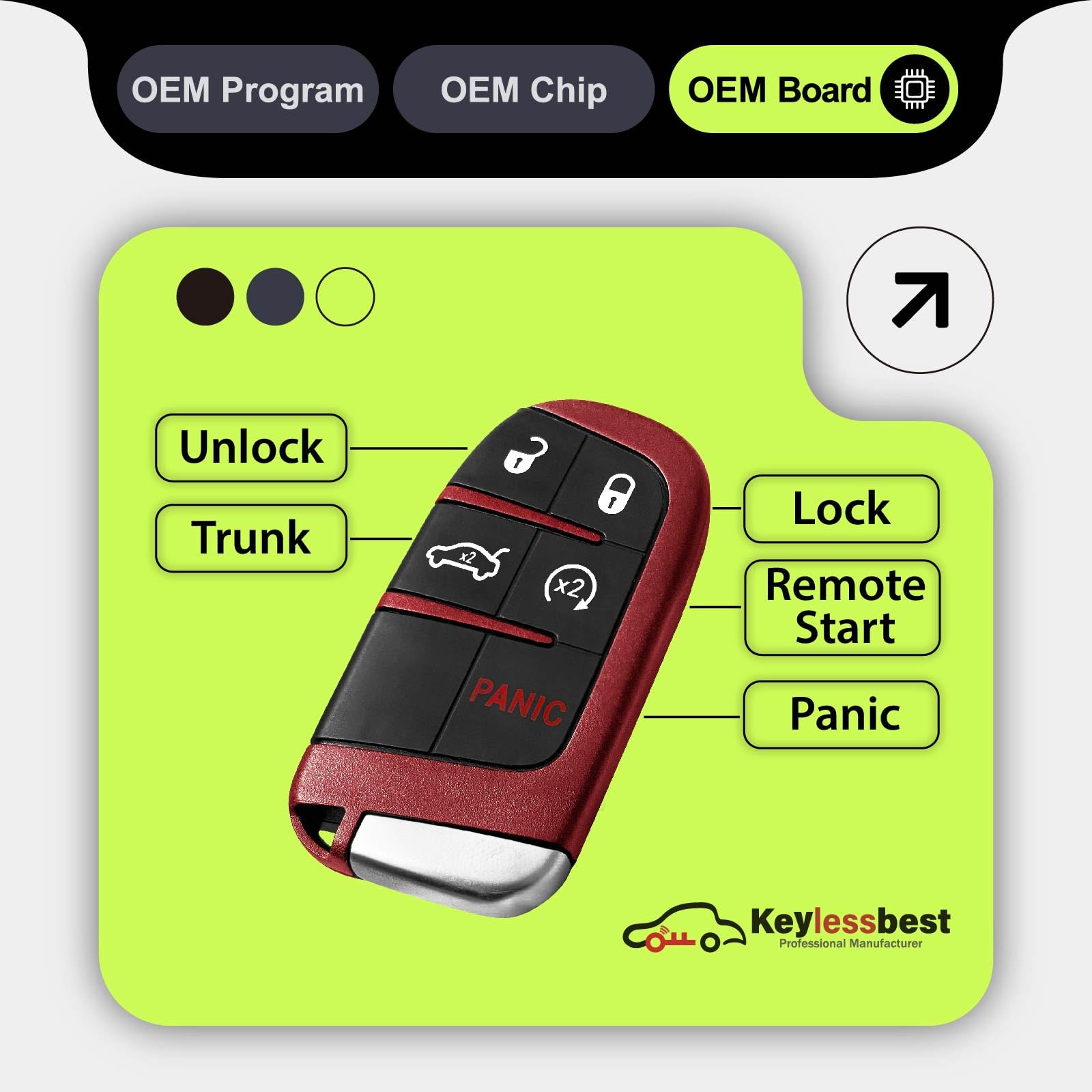 Telecomando per chiave auto M3M-40821302 433 MHz 5 pulsanti di ricambio per caricabatterie Dodge Challenger SRT 2019-2021