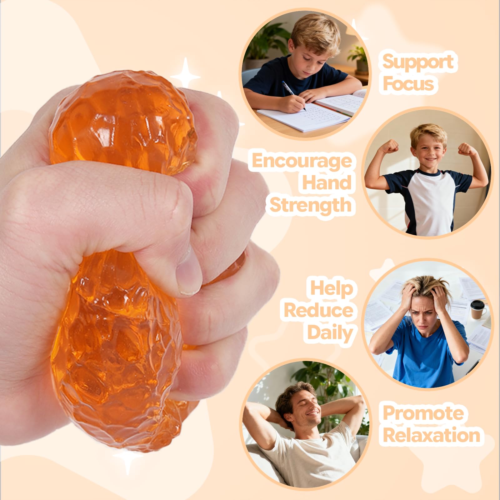 Jiezipeasy Honeycomb Cube Squishy Toy, Soft TPR Gel Stress Relief Squeeze Toy, Slow-Rising Sensory Fidget for Kids & Adults - Image 3