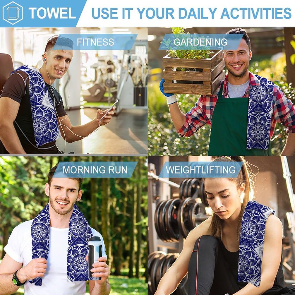 Blue and White Floral Hand Towels for Bathroom 14x28 Inch, Modern Flower Decorative Bath Towels Set of 2 for Farmhouse Gym Kitchen Hotel Home Bathroom Decor Accessories Gifts - Image 6