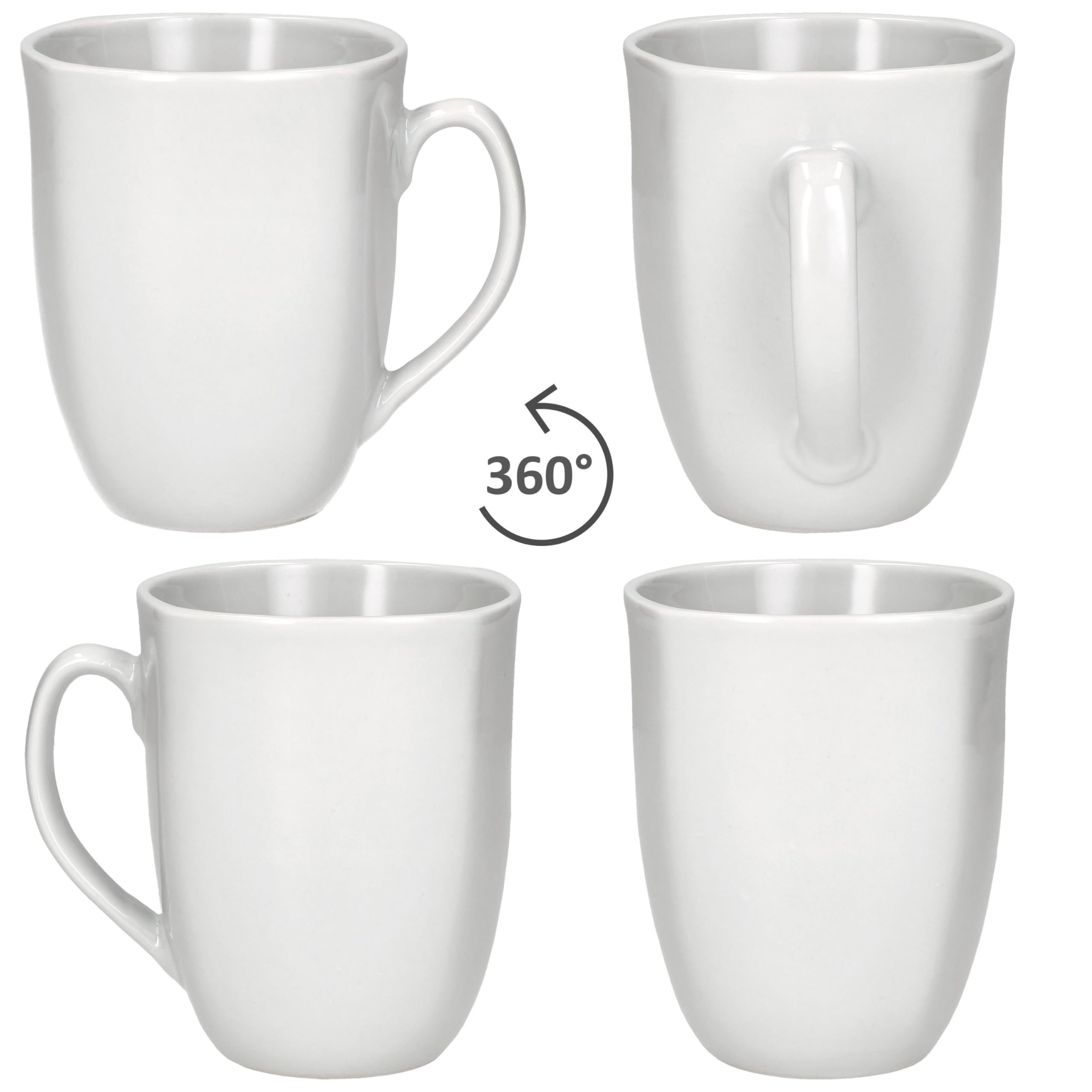 MamboCat Lotta 12tlg Frühstücksset I weißes Porzellan-Geschirr für Frühstücks- & Kaffeezeit I Je 6X Teller & Kaffeebecher 300ml, Höhe 10,5cm für 6 Personen