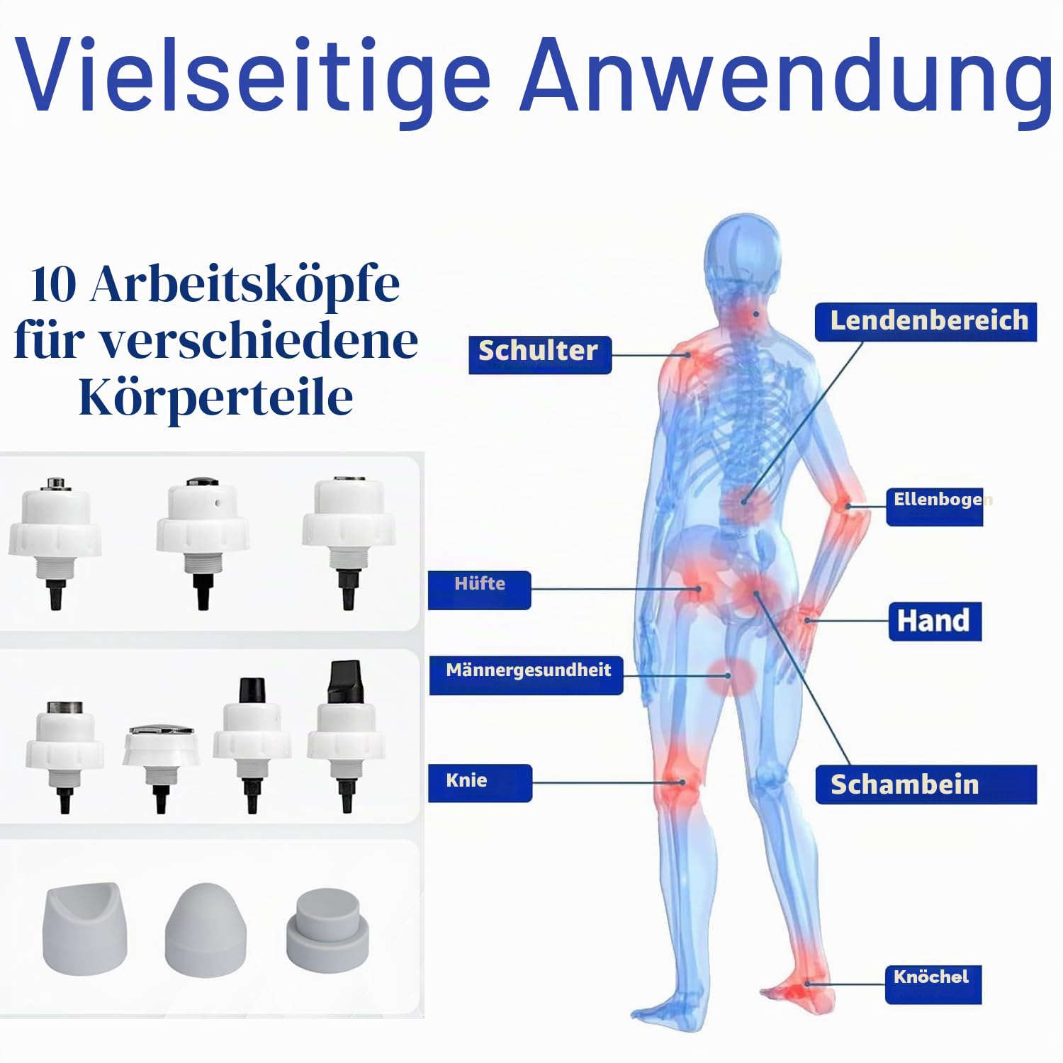 Stoßwellentherapie Maschine ED Stosswellentherapie Geräte für Männer, Elektrisches Tiefengewebe Massagegerät für Ganzer Körper, Schmerzlinderung, Müdigkeitsbehandlung, Verletzungen erholung