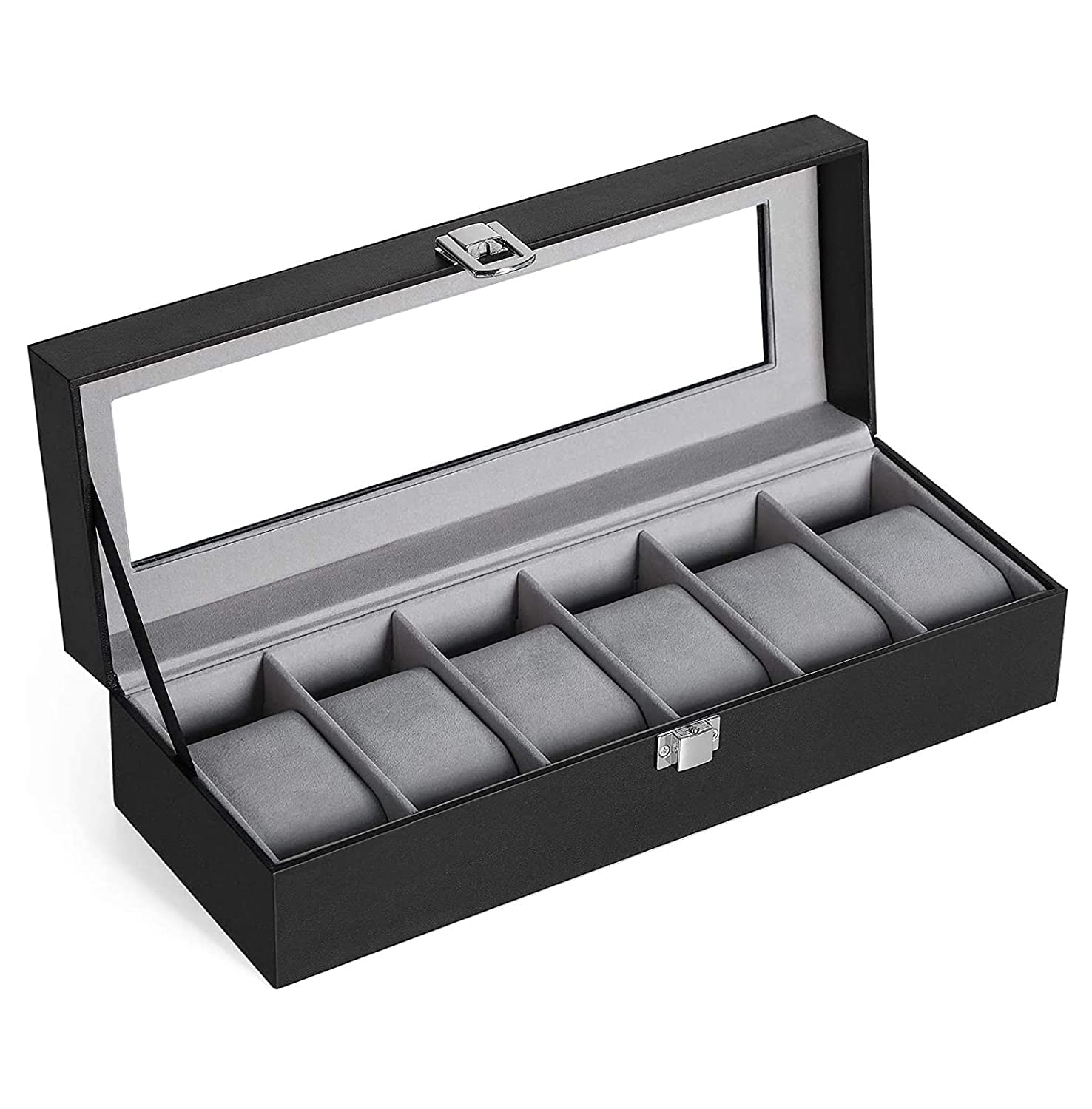 YUGMI SHOP 6 Slot Watch Storage Box for Men Women PU Leather Portable Watch Organizer Storage Box Case Holder Stand with Transparent Window, Watch Collection Box with Lock (B09ZD2RTK9) Amazon Price History, Amazon Price Tracker
