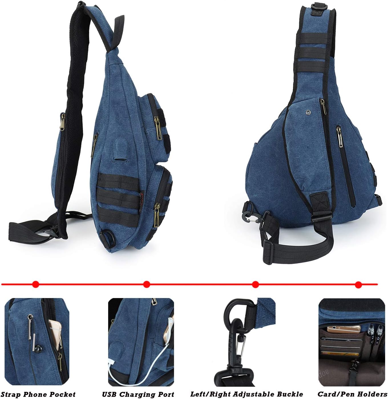 Exсluѕіvе Dіѕсоunt 80% оƒƒеr AOPUOP Canves Sling Bag Multifunctional Canvas Bag Waterproof and Antitheft Travel Backpack Portable USB Bags