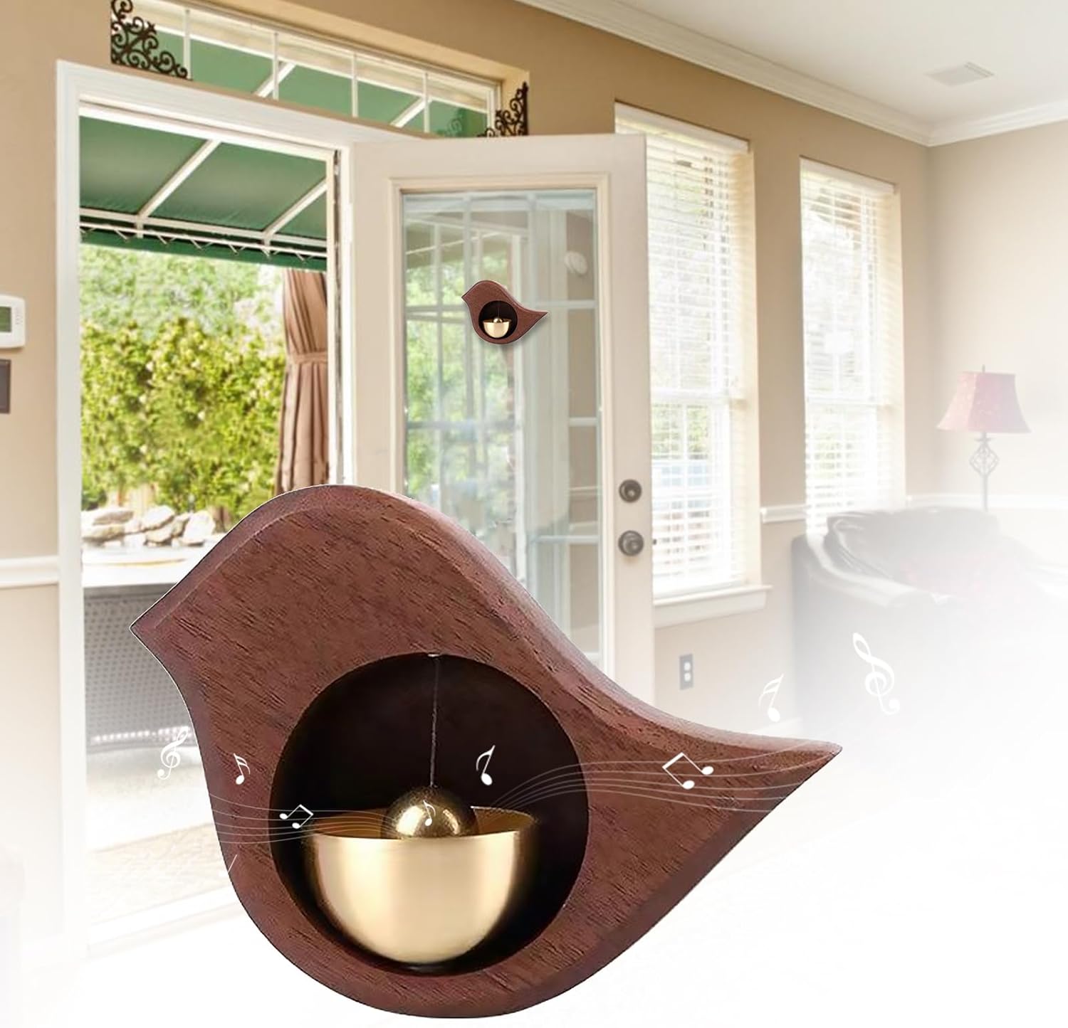 Wooden Shopkeepers Bell for Door Opening, Decorative Hanging Doorbell for Business Store When Entering, Antique Door Bell Chime for Home Refrigerator, Porch, Creative Crafts Gift(Bird)