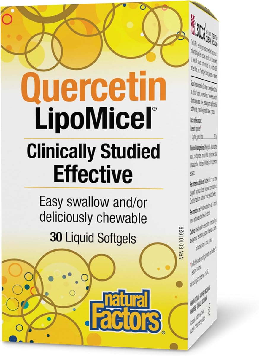 Natural Factors Quercetin LipoMicel, 30 Liquid Softgels, 250 mg, Source of Antioxidants, Easy to Swallow, Proudly Canadian