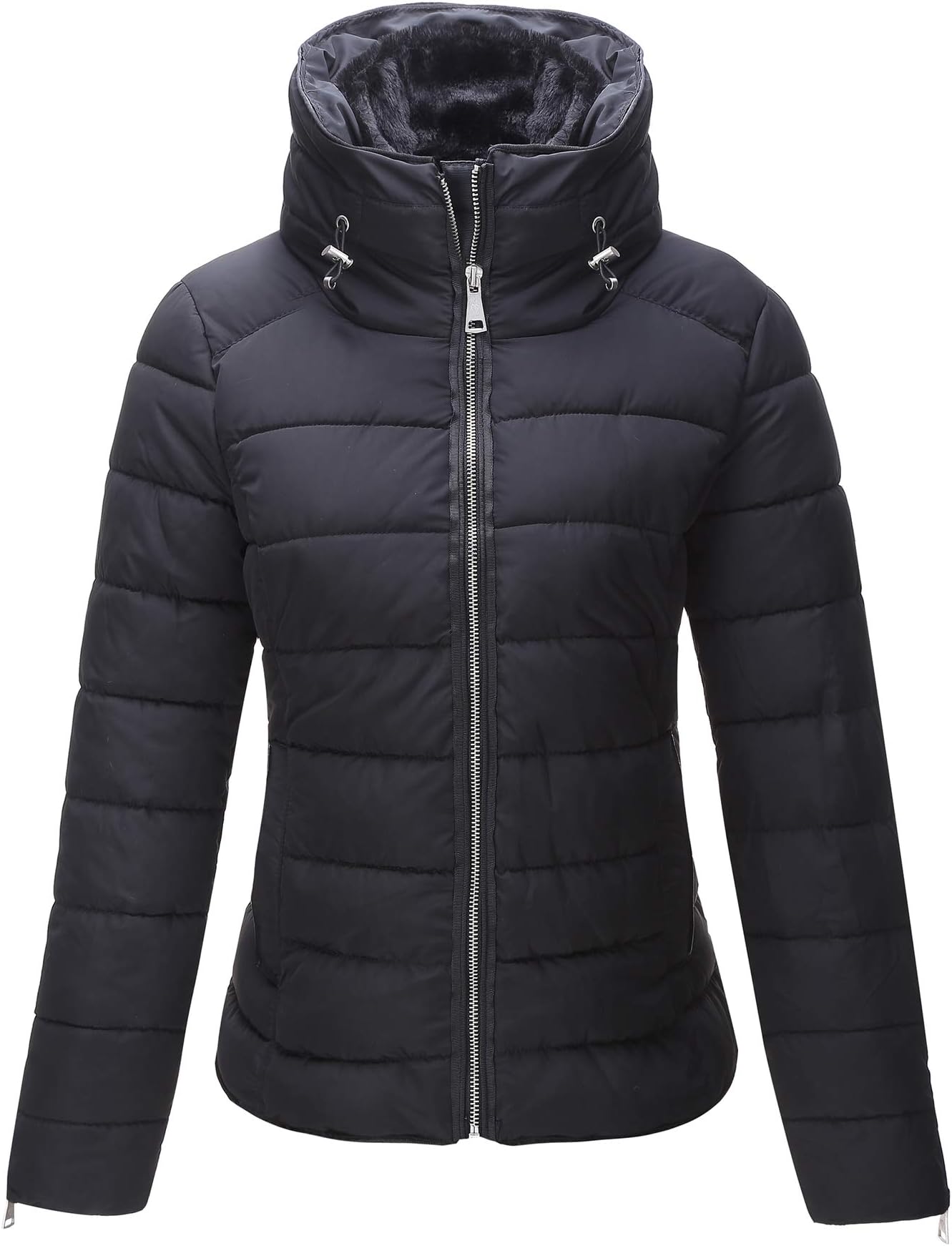Bellivera Women's Quilted Lightweight Padding Jacket, Puffer Coat Jackets Women Bubble for Spring and Winter 1712019 Black M