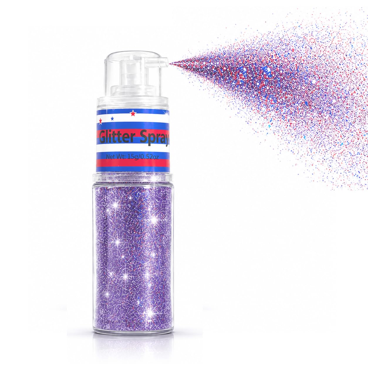 Photo 1 of Faglowmify Red White Blue Glitter Spray for Hair and Body, 4th of July Hair Glitter Patriotic Shimmer Spray Independence Day Festivals and Parades, Quick Dry Sparkle Face Glitter for Women Kids
