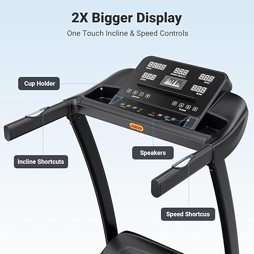 Miniatura 2 de THERUN Incline Treadmill, Treadmills for Running and Walking, 300 lbs Weight Capacity Folding Treadmill with 0-15% Auto Incline, Wide Belt, 3.5 HP