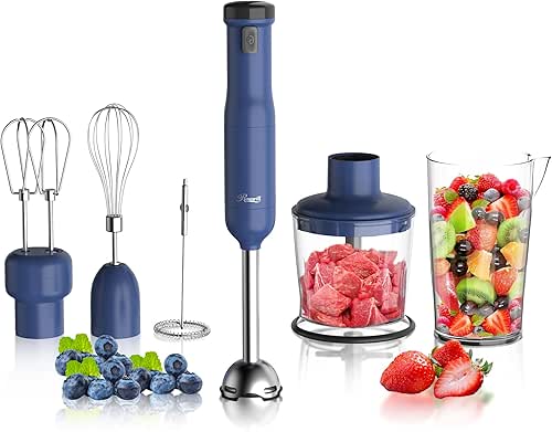 Rosewill 6-in-1 Multi-Speed Cordless Rechargeable Immersion Hand Blender, Heavy Duty
