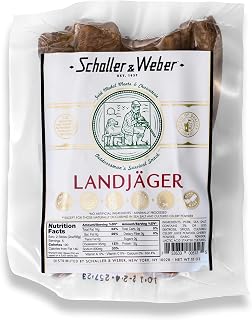 Schaller & Weber Landjäger Smoked German Sausage 10oz - Hickory Smoked All Natural Gluten Free Hiking Snack