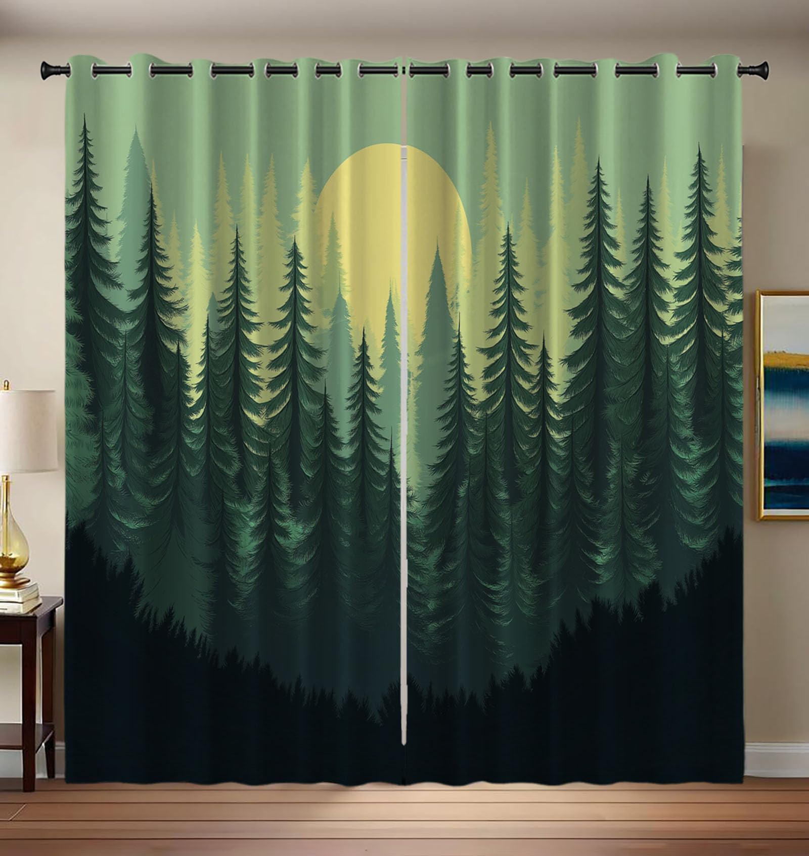 Rideau occultant forêt de pins pour une chambre d'enfant moderne et douce