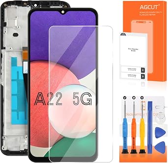 for Samsung Galaxy A22 5G Screen Replacement for Display Samsung A22 5G LCD for SM-A226B SM-A226B/DSN Screen Touch A22 5G Digitizer Assembly Repair Parts with Frame