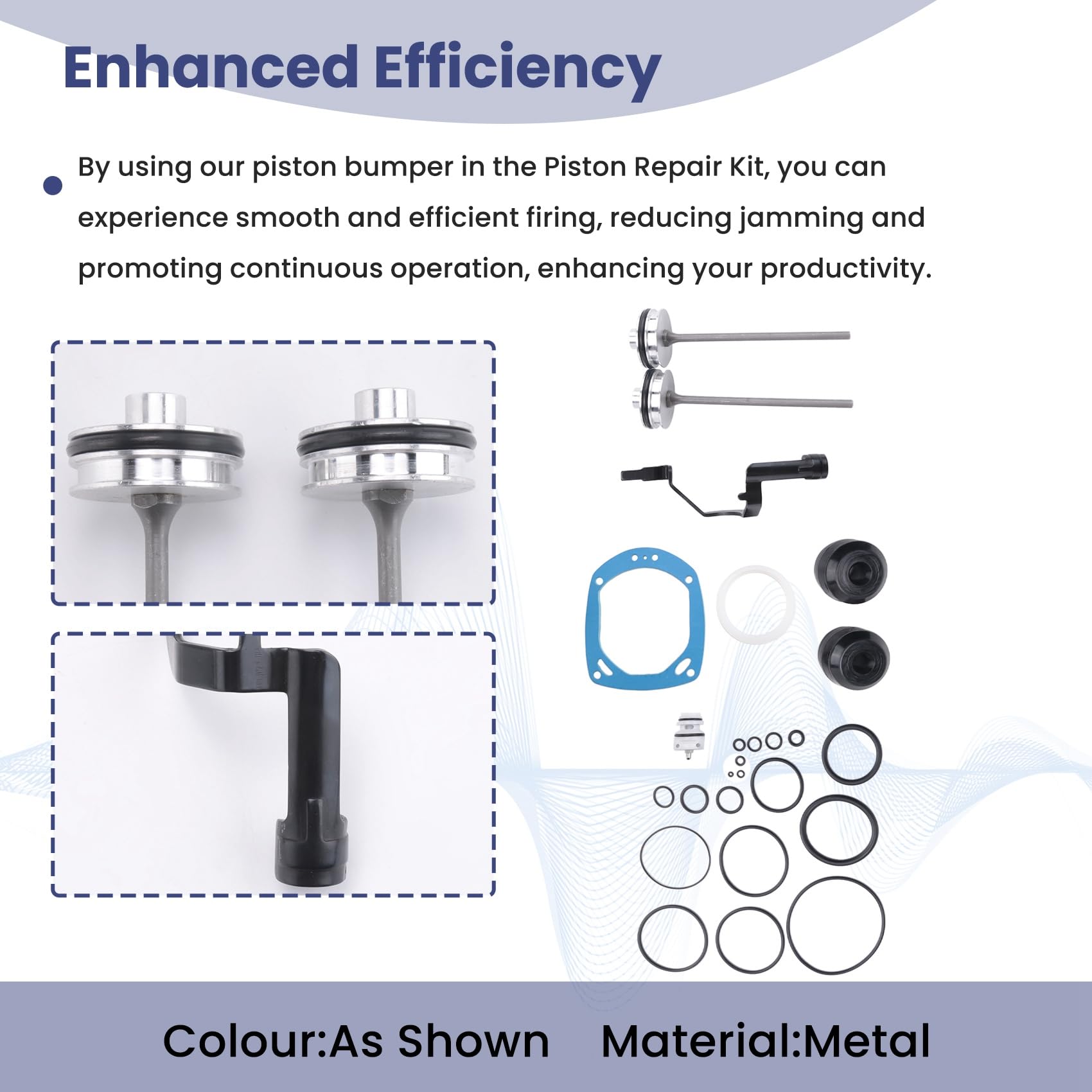 Kit Pistone Per Sparachiodi Pneumatico 422J - 3 Pezzi Di Ricambio - Foto 6