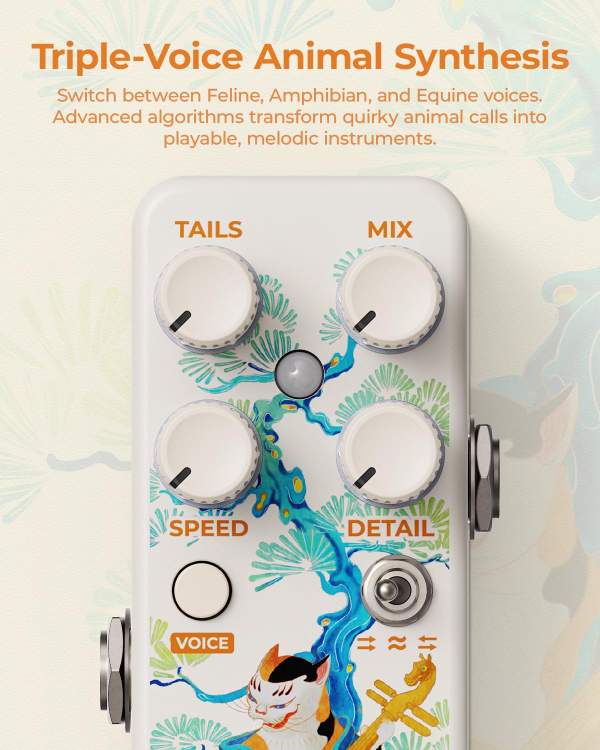 South Zoo Voice Synth Pedal - Sintetizzatore polifonico a tripla voce | con Invert Pitch Follow, Freeze Textures & Lo-Fi Glitch & Experimental Animal Sound Effects Shifte Pedale per chitarra