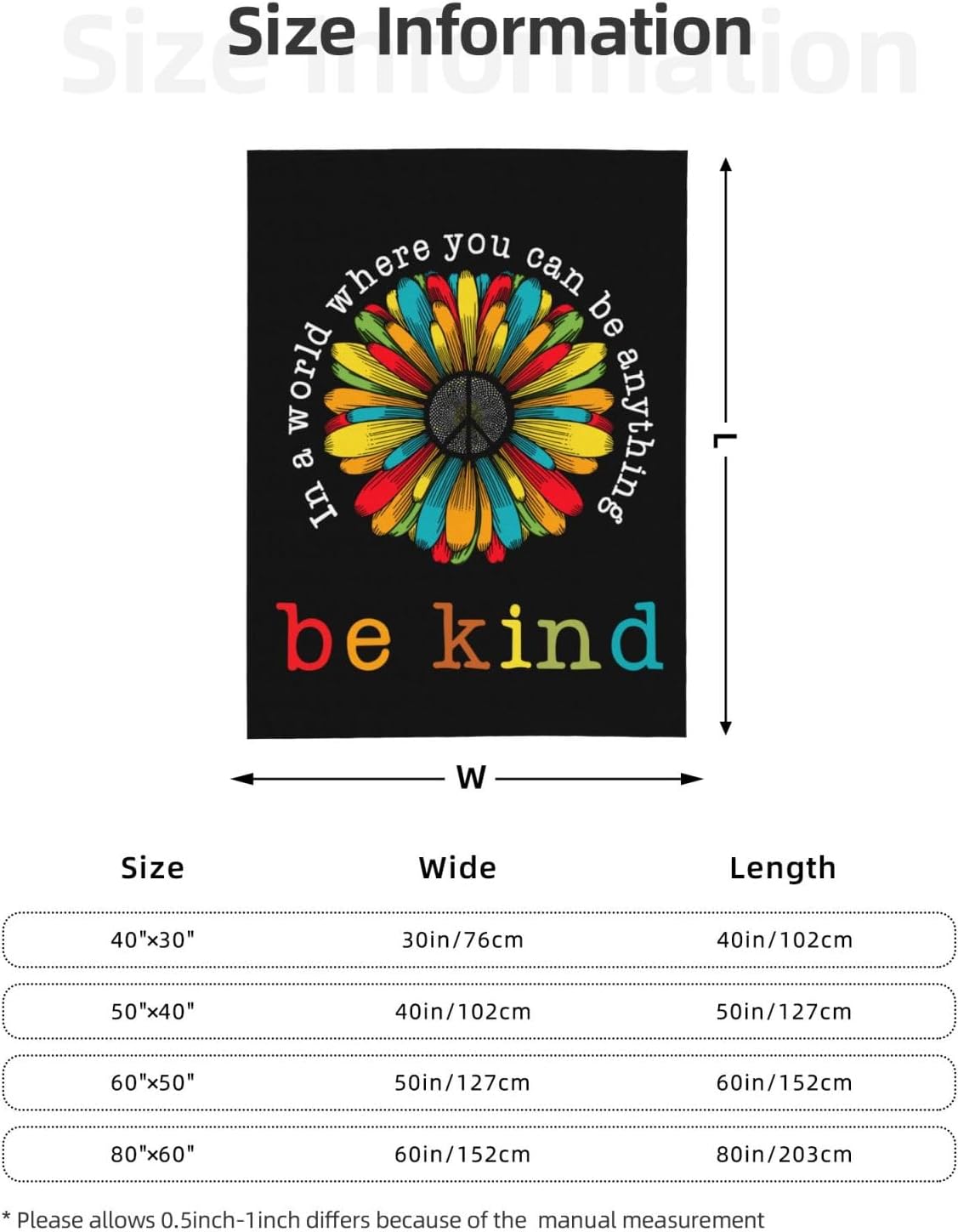 in A World Where You Can Be Anything Be Kind Throws Blanket for Gifts Couch Bed Bedding Peace Soft Flannel Blankets 50x40 Inch - Image 3