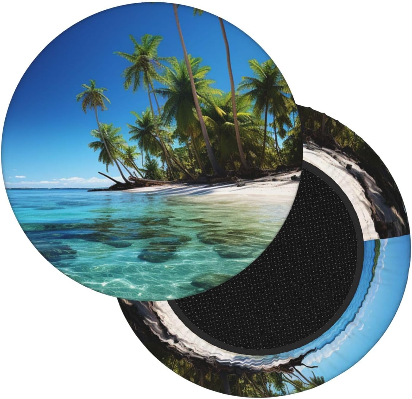 Bar Stool Cover Round Elastic Stool Cushion Covers Palm Trees and Clear Sea Bar Chair Cover Washable Stool Cushion Slipcover Stretch Stool Seat Covers for 12-14 Inch Chair