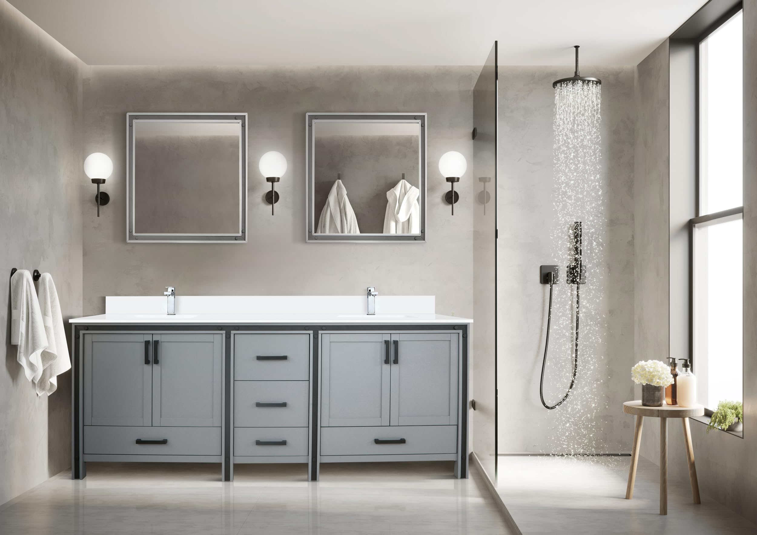 Amazon.com: Dark Grey Double Bath Vanity 84 in. W x 22 in. D
