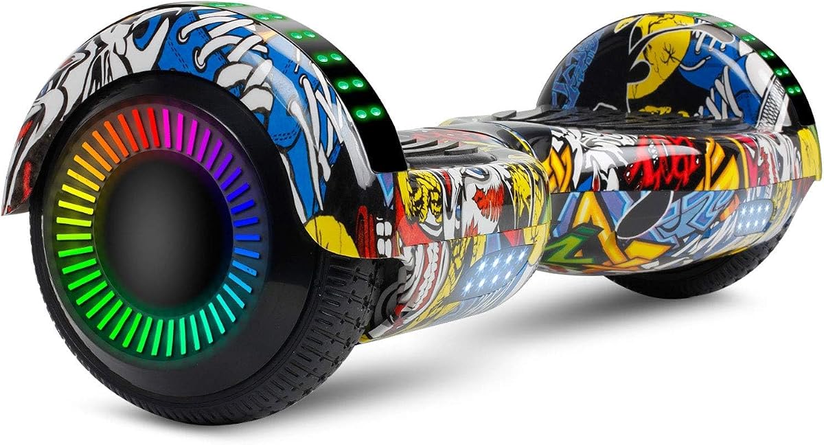 LIEAGLE Scooter autoequilibrado con altavoz Bluetooth y luces LED | Control de aplicación All Terrain Hoverboard, regalos para niños, adultos, niñas y niños, para todas las edades