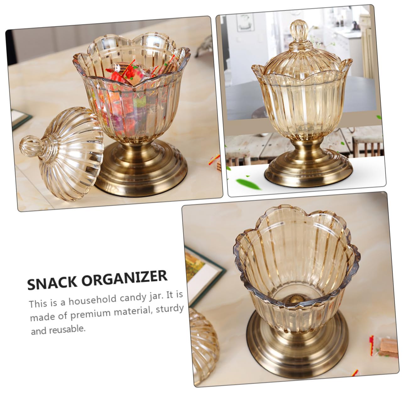 Boîte à Bonbons en Verre avec Couvercle Pratique, Bonbonnière Élégante pour Fruits et Snacks, Rangement la Cuisine Maison Fêtes, Déco Raffinée