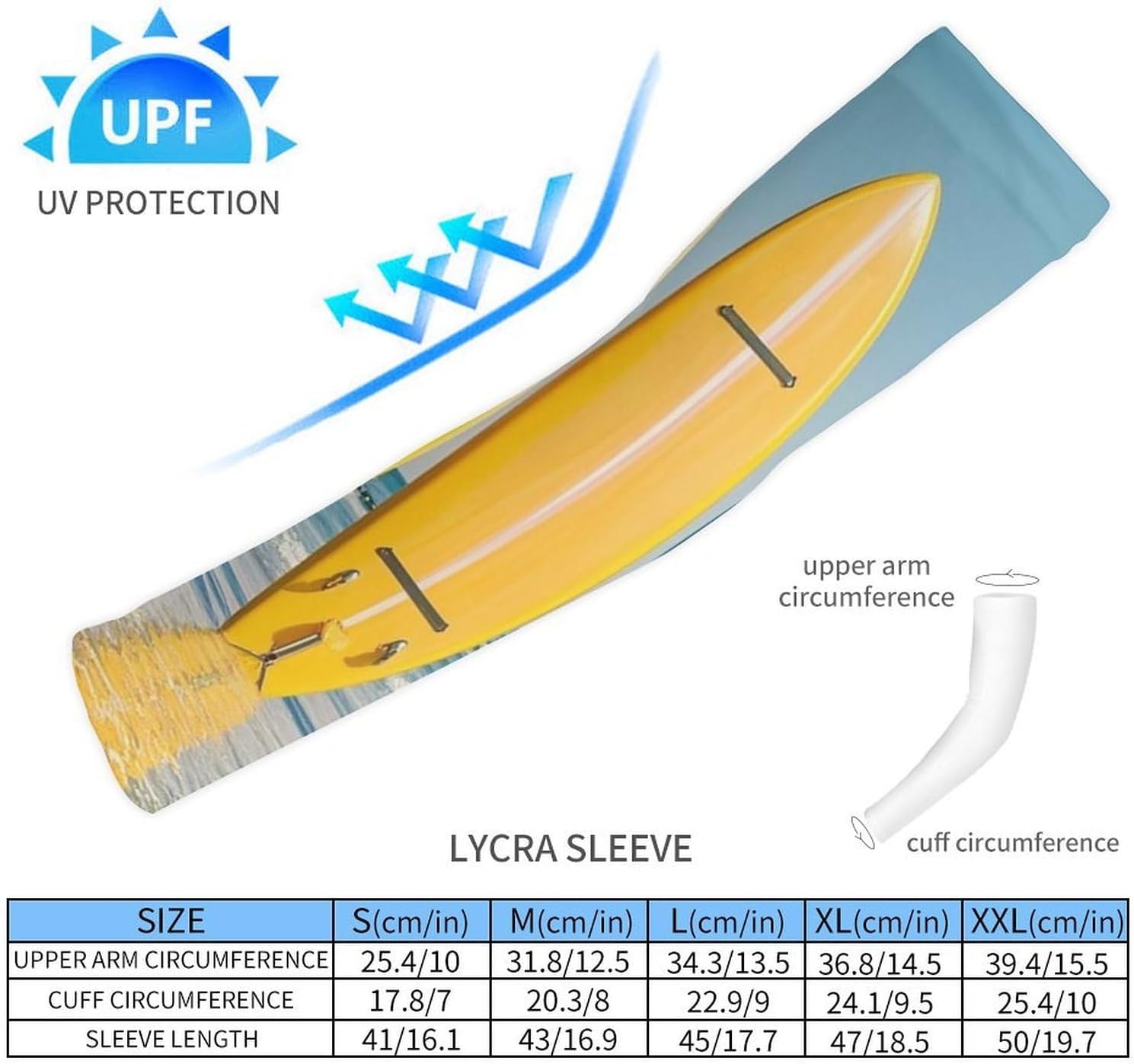 Colorful Surfboard Arm Sleeves for Men Women Sun Protection Sleeves Cooling Compression Arm Covers for Sport