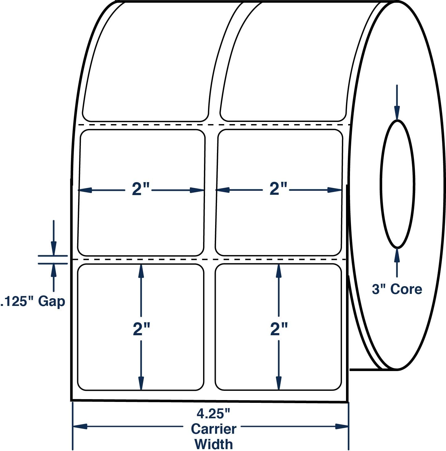 Compulabel 620133 Thermal Transfer Shipping Labels, 2 1/4 inch x 1 1/4 inch, White, Permanent Adhesive, 4300 Per Roll, 6 Rolls