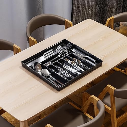 Miniatura 8 de Organizadores de cubiertos expandibles para cajones de cocina, organizador grande de cubiertos sin BPA en cajón, organizador de cajones de